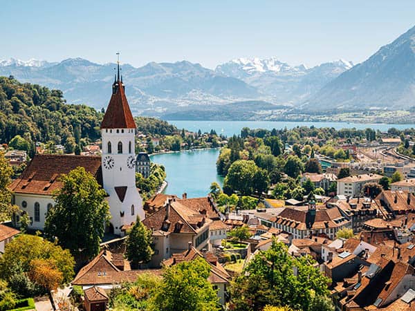 Thun cityspace with Alps mountain and lake in Switzerland