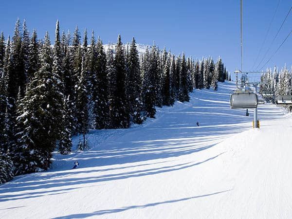 Sunburst chair over the exhibition run at Sun Peaks ski resort, Canada