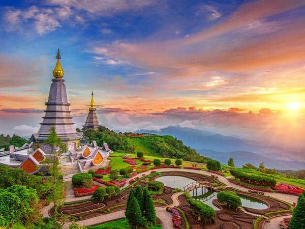 The best of landscape in Chiang mai. Pagodas Noppamethanedol & Noppapol Phumsiri, Inthanon mountain, Thailand