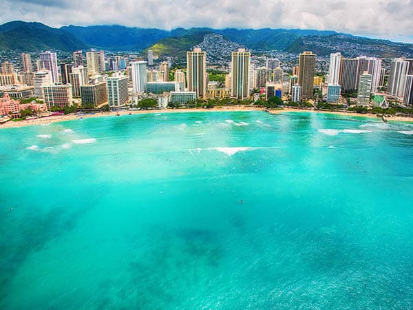 The beautiful Waikiki Beach of Honolulu, Hawaii, USA - A quarantine free destination