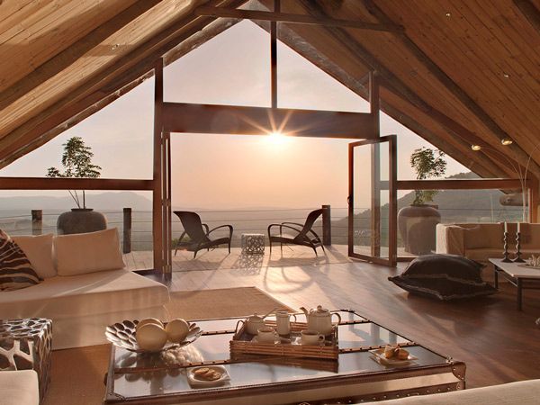 A view of the interior of Cottar's Bush Villa looking out into Maasai Mara. (Image: Cottar's Bush Villa)