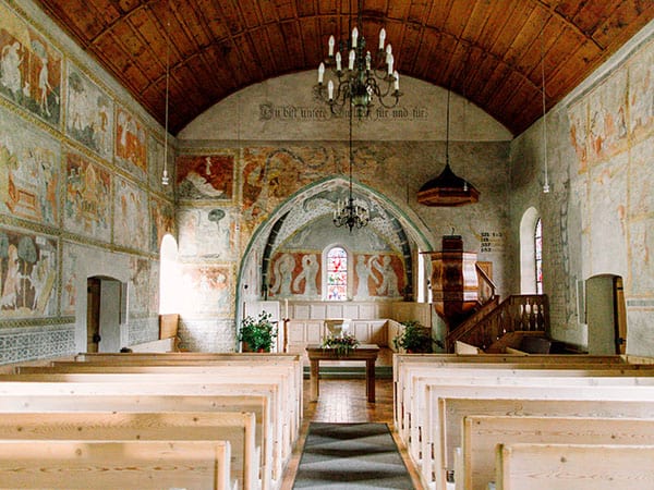 Church interiors and architecture, Erlenbach im Simmental, Switzerland