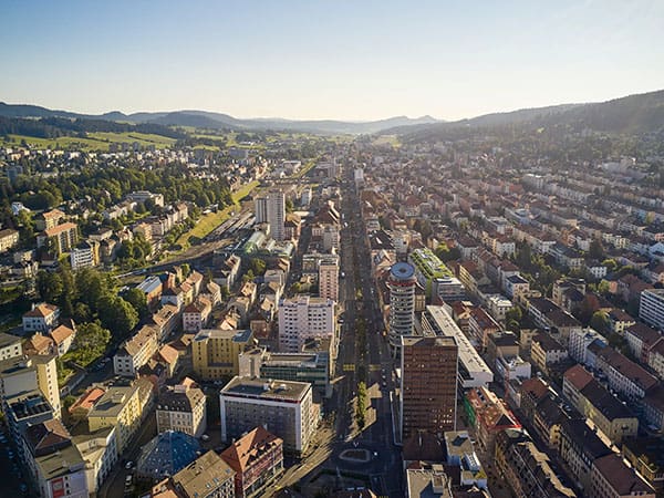Aerial view of La Chaux de Fonds, Switzerland