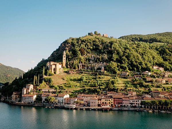 Lake view of Morcote Village, Switzerland