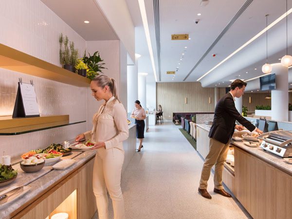 Premium buffet in Qantas Lounge