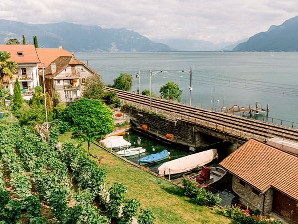 Port at Saint Saphorin Villages, Switzerland