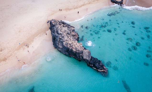 Cliff jumping in Waimea Bay Oahu Hawaii