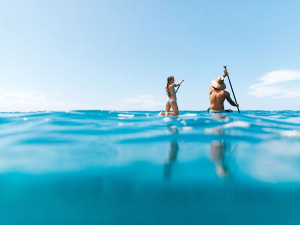 Pair standup paddleboard in Kailua Bay Hawaii