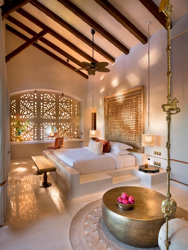 Bedroom interior of Aramness Gir safari lounge in India
