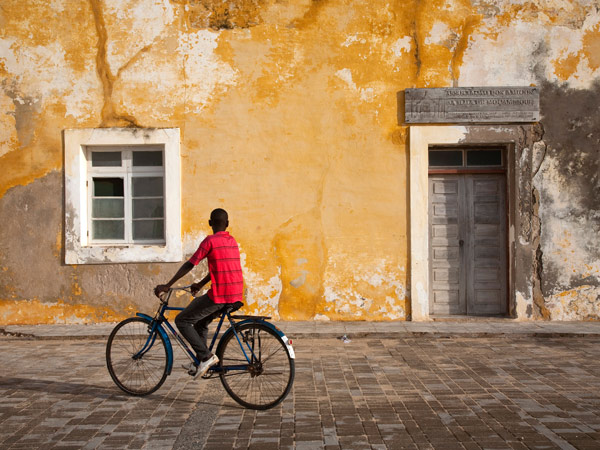 A man on a bicycle in Mozambique