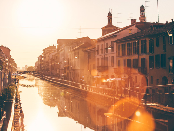 The Grand Canal in Milan, Italy