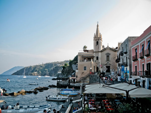 The small town of Marina Corta, in Lipari, Italy