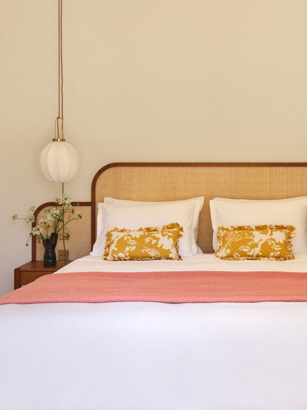 The bedroom interior of Chambre Rose in La Tartane, Saint-Tropez, France