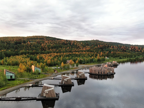 Arctic Bath hotel and spa in the Lule River, located in Swedish Lapland