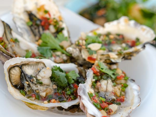 Oysters served at ATOLL restaurant in Phuket, Thailand