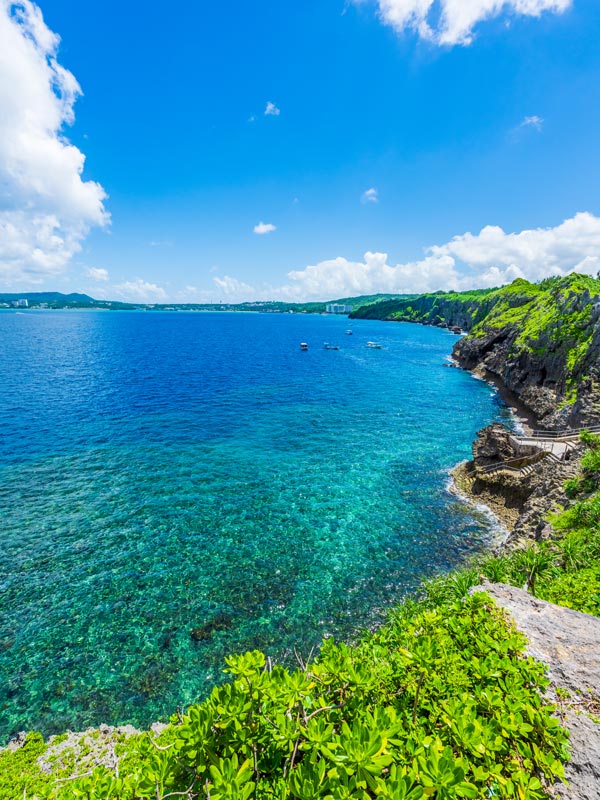 The waters of Okinawa Island in Japan
