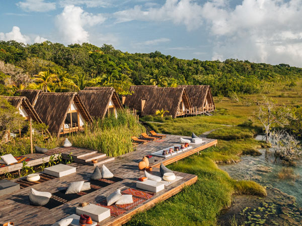 The A-frame Lagoon Rooms in Habitas Bacalar