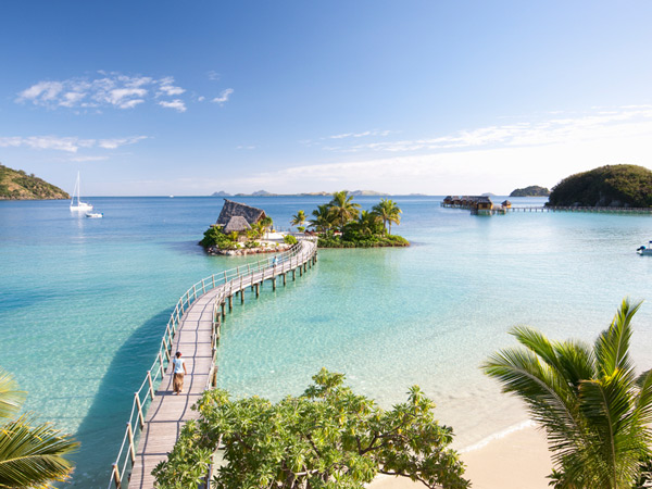 Over-water bures in Likuliku Lagoon Resort, Fiji