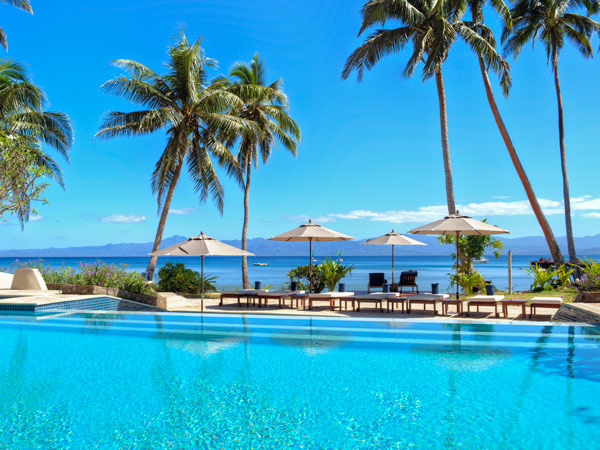 Pool area of the Jean-Michel Cousteau Resort in Fiji