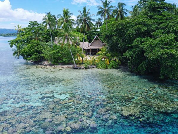 A cabin in Uepi Island in the Solomon Islands