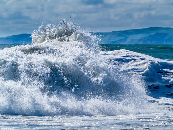 A wave breaking in Raglan, New Zealand