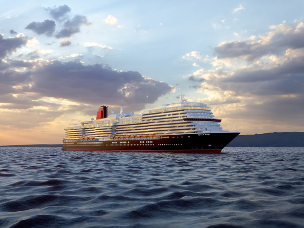 Cunards Queen Anne ship sailing.