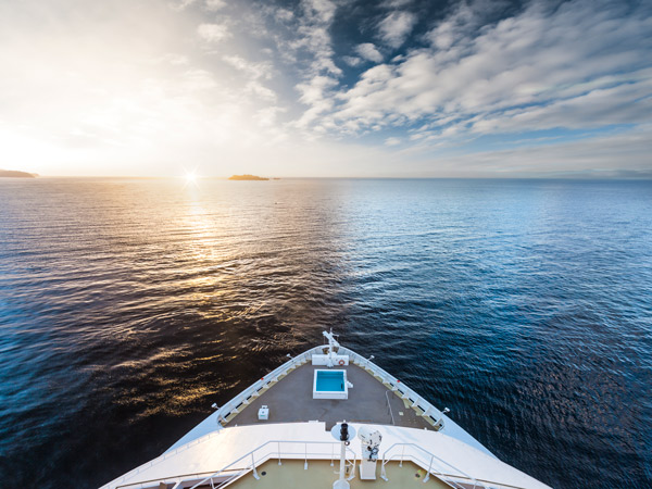 Looking out from the front of the ship.