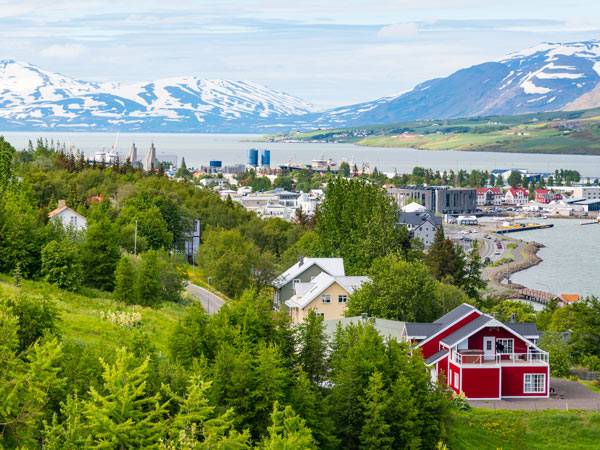 Town of Akureyri in North Iceland