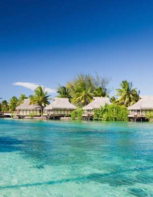Over-water bungalows in Bora Bora, Tahiti