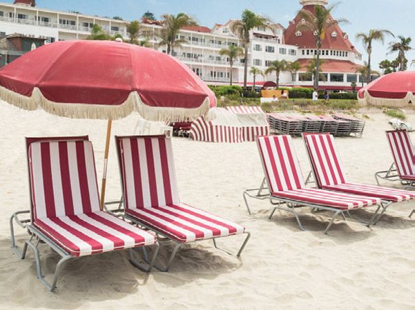 beach lounge chairs in Hotel Del Coronado