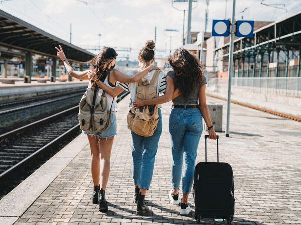 group of friends off to a vacation