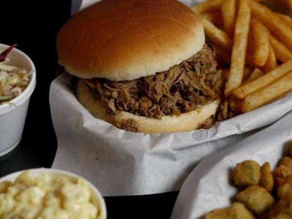 pulled pork sandwich at AJ's on the Main, Texas
