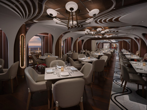 indoor seating, Onda by Scarpetta at Norwegian Prima