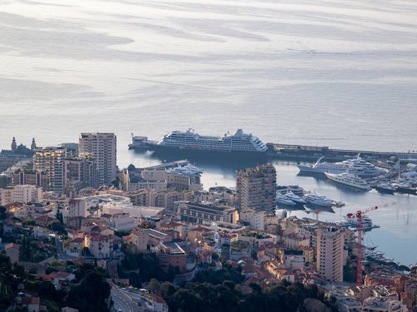 aerial shot of the ship at Monte Carlo port