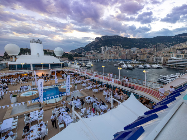 overhead shot of the open-air venue for the White Night celebration at Azamara