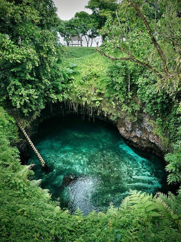 a ladder heading down to Sua Ocean Trench