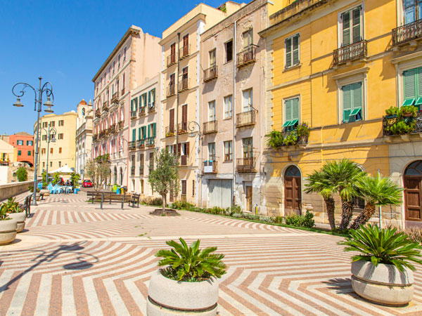 houses of the holy cross bastion in the historic center of Cagliari, Sardinia, Italy