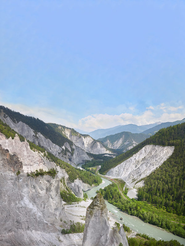 mountainous view visible from the Glacier Express
