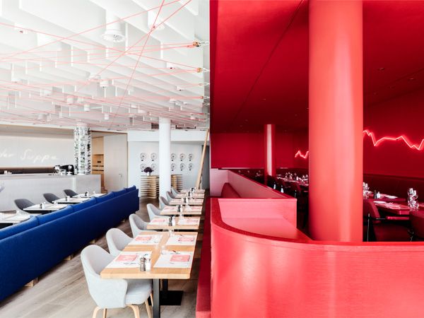 contemporary dining interior of the Dolder Grand’s Saltz restaurant