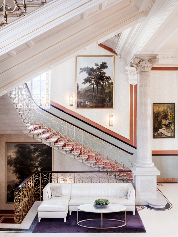 the elegant staircase inside Zürich’s Dolder Grand