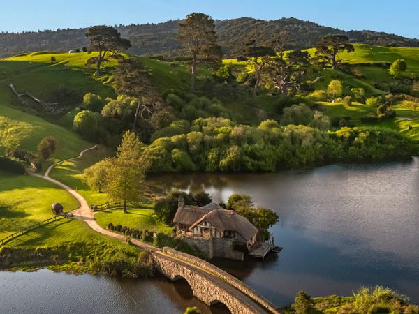 Aerial view of Hobbiton Airbnb