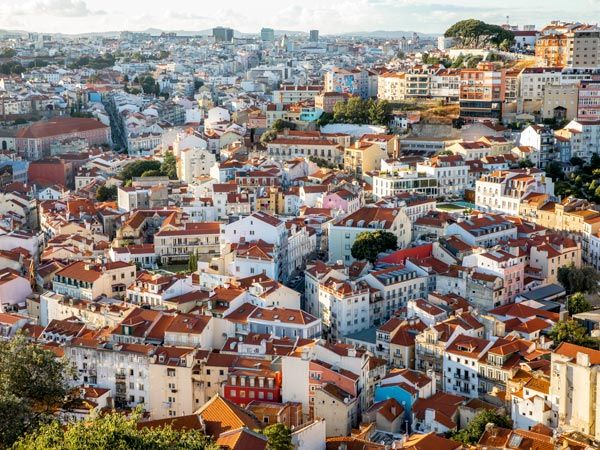 aerial view of the Lisbon city skyline