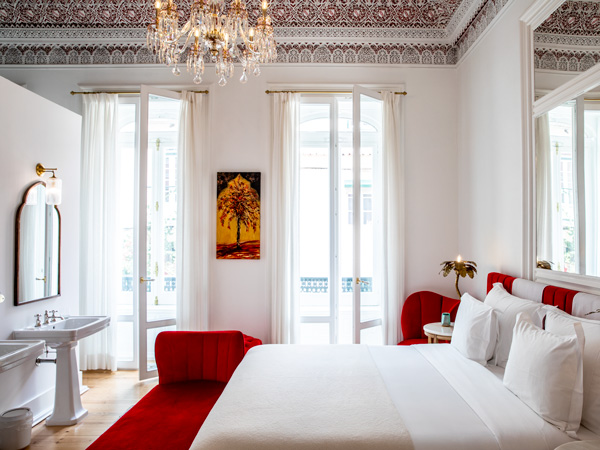 arabesque bedroom interior at Palácio Príncipe Real, Lisbon