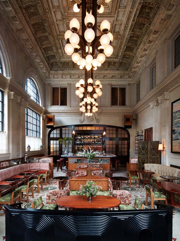 the stunning interior of Nine Orchard hotel in New York City