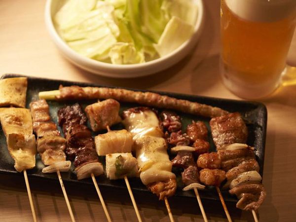 a plate of grilled Yakitori