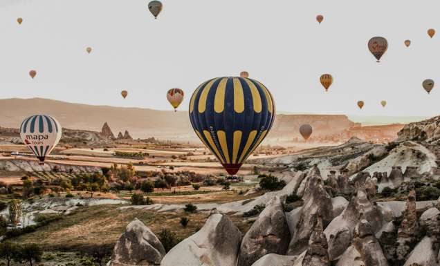 iconic sunrise hot air balloon rides over Cappadocia, aussie dollar exhange