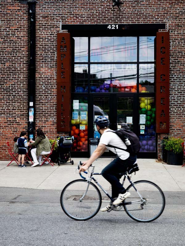 a cyclist roaming around Red Hook, NYC