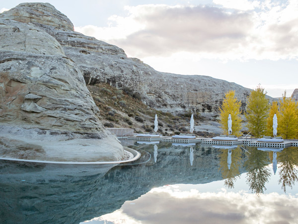 a close-up shot of the huge canyons surrounding Aman Amangiri swimming pool