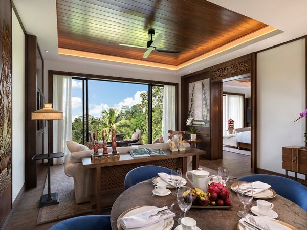 breakfast inside Anantara Ubud, sustainable hotel in Bali