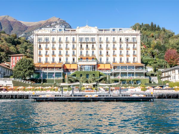 front view of Grand Hotel Tremezzo facing Lake Como